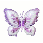 Purple butterfly-shaped foil balloon on a white background