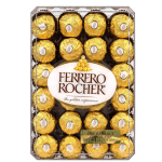 Box of Ferrero Rocher chocolates in gold wrappers
