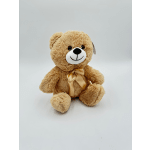 Plush teddy bear with a satin ribbon bow