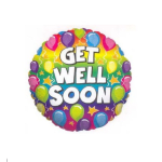 Round balloon with "Get Well Soon" text and colorful balloon graphics