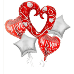 Heart-shaped love balloons with silver star balloons
