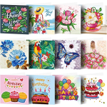 Assorted greeting cards with floral and birthday designs