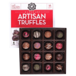 Box of assorted artisan truffles in a gift package