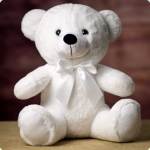White teddy bear with a satin bow
