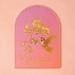 Pink sympathy card with gold floral and hummingbird design