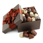 Box of assorted chocolates with a satin ribbon bow
