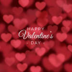 Red heart background with the words Happy Valentine's Day