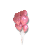 Cluster of pink heart-shaped balloons on strings