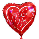 Red heart-shaped balloon with "I Love You" text