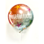 Round foil balloon with "Congratulations!" text and colorful stars