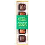 Box of sea salt caramel chocolates in a green wrapper