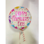Round Mother's Day balloon with floral border and pink lettering