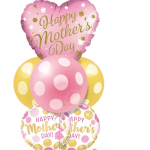 Mother's Day balloon bouquet in pink and yellow polka dots
