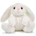 White plush bunny with floppy ears and pink nose
