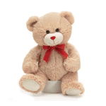 12" TAN VALENTINE BEAR WITH RED BOW