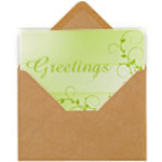Green Christmas card in a brown envelope