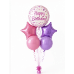 Happy Birthday Balloon Bouquet – Pink & Purple