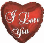 Heart-shaped red foil balloon with the words I Love You