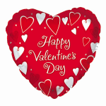Heart-shaped red Valentine’s Day balloon with white heart accents