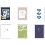 Set of six greeting cards with birthday, sympathy, and thank-you messages
