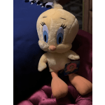 Tweety Bird plush toy with a Looney Tunes tag