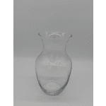 Clear glass vase with a flared rim and narrow neck