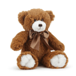 Brown teddy bear with a satin bow