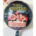 Round anniversary balloon with floral cake design