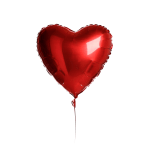 Red heart-shaped foil balloon on a white background