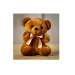 Brown teddy bear with a satin ribbon bow