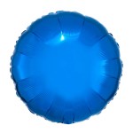 Round blue foil balloon on a white background