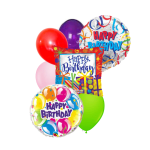 Birthday balloon bouquet with colorful foil and latex balloons