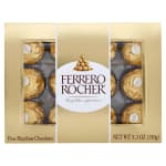 Gold Ferrero Rocher chocolate gift box with visible wrapped chocolates