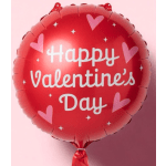 Red heart-shaped balloon with "Happy Valentine's Day" text