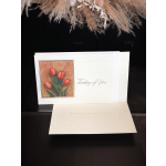 Greeting card with tulips and the words "Thinking of You"