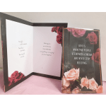 Two floral greeting cards with rose designs and anniversary messages