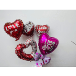 Heart-shaped love balloons in red, white, pink, and purple