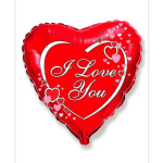Red heart-shaped balloon with "I Love You" text and small heart graphics