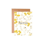Birthday card with yellow flowers and a brown envelope
