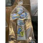 Decoupaged Oyster Shell Cross with Hydrangea Motif