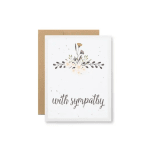 Sympathy card with a small floral illustration and the words "with sympathy"