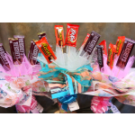 Candy bouquets with Hershey's and Reese's bars wrapped in colorful paper