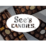 Assorted chocolates in gift boxes with a See's Candies logo