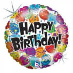 Colorful birthday balloon with "Happy Birthday" text