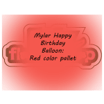 Red birthday balloon graphic with text on a pink background