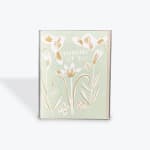 Floral greeting card with "Thinking of You" text on a pale green background