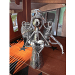 Silver angel ornament with heart details and ribbon
