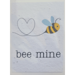 A bee illustration with the words "bee mine" and a dotted heart