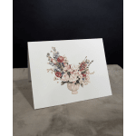 Folded card with a watercolor bouquet illustration in a vase