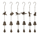 Set of hanging metal bird and bell wind chimes